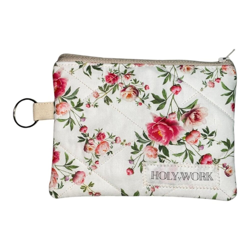 holy work quilted mini zip pouch handmade by yours truly 🖤